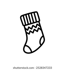 Simple Sock Icon, Hand Drawn Christmas Sock Minimalist Vector, Sock Icon for Decoration or Ornament, Line Art Style Sock Illustration