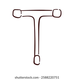 Simple Socket Wrench symbol in line art style. Hand drawn design for repair work isolated on a white background.