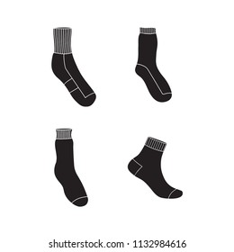 simple socks icon set, black socks design isolated white background