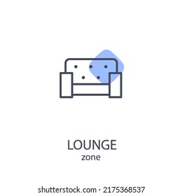 Simple Sofa Icon in Line Art Style. Outline Pictogram of Comfortable Couch in Lounge Area. Lounge Concept Icon. Luxury Class Waiting Room Idea Thin Line Illustration