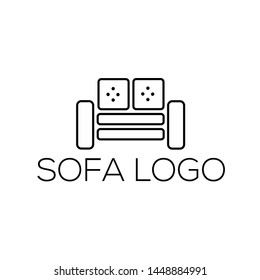simple sofa logo or icon with line art design style concept 