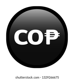 Simple soft Black Currency symbols icon : Colombia’s Colombian peso COP circle money coin button with inner shadow illustration in vector