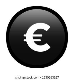 Simple soft Black Currency symbols icon : Europe Euro eur € circle money coin button with inner shadow illustration in vector