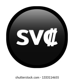 Simple soft Black Currency symbols icon : El Salvador’s Salvadoran colón SVC  sv₡ circle money coin button with inner shadow illustration in vector