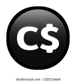 Simple soft Black Currency symbols icon : Nicaragua’s Nicaraguan córdoba NIO c$ circle money coin button with inner shadow illustration in vector