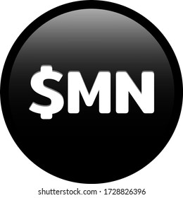 Simple soft Black Currency symbols icon :  Cuba’s Cuban peso $MN code CUC circle money coin button with inner shadow illustration in vector