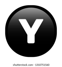 Simple soft Black English alphabet letter Y circle button with inner shadow illustration in vector
