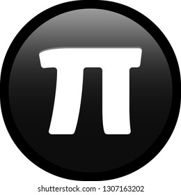 Simple soft Black Greek fraternity alphabet Symbols sign letter Π π Pi circle button with inner shadow illustration in vector