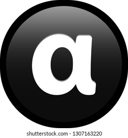 Simple soft Black Greek fraternity alphabet Symbols sign letter Α α Alpha circle button with inner shadow illustration in vector