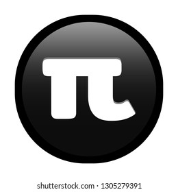 Simple soft Black Mathematical Symbols sign of pi π signal circle button with inner shadow illustration in vector