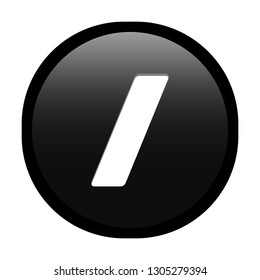 Simple soft Black Mathematical Symbols sign of / Slash signal circle button with inner shadow illustration in vector