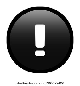 Simple soft Black Mathematical Symbols sign of Exclamation mark or danger signal circle button with inner shadow illustration in vector