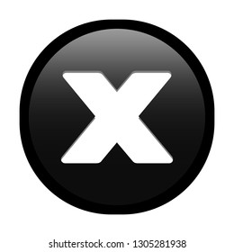 Simple soft Black Mathematical Symbols sign of x multiplication signal circle button with inner shadow illustration in vector