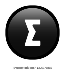 Simple soft Black Mathematical Symbols sign of sum or sigma signal circle button with inner shadow illustration in vector