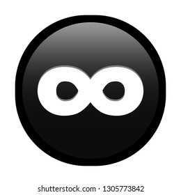 Simple soft Black Mathematical Symbols sign of infinity signal circle button with inner shadow illustration in vector