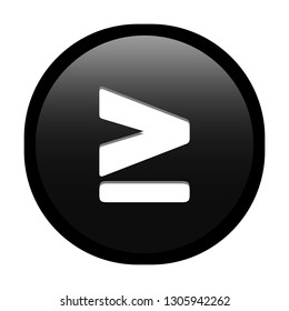 Simple soft Black Mathematical Symbols sign of greater than or equal signal circle button with inner shadow illustration in vector
