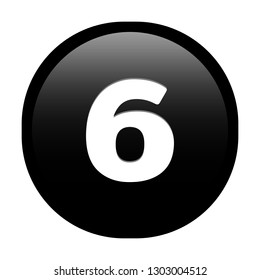 Simple soft Black number 6 six circle button with inner shadow illustration in vector