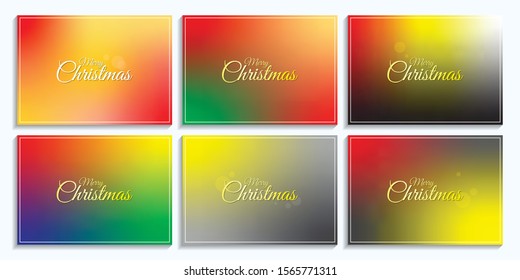 Simple soft colorful gradient background Christmas card set