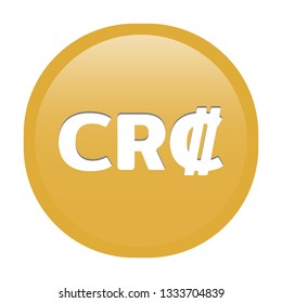 Simple soft Gold Currency symbols icon : Costa Rica’s Costa Rican colón CRC cr₡ circle money coin button with inner shadow illustration in vector