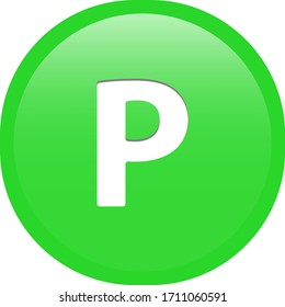 Simple soft green fraternity alphabet Symbols sign capital letter Ρ ρ Rho circle button with inner shadow illustration in vector