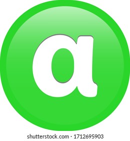 Simple soft Green Greek fraternity alphabet Symbols sign letter Α α Alpha circle button with inner shadow illustration in vector
