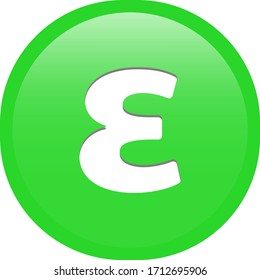 Simple soft Green Greek fraternity alphabet Symbols sign letter Ε ε Epsilon circle button with inner shadow illustration in vector