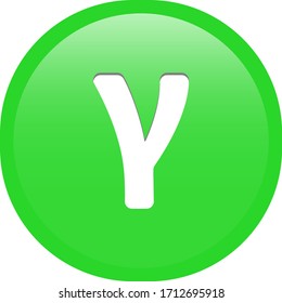Simple soft Green Greek fraternity alphabet Symbols sign letter Γ γ Gamma circle button with inner shadow illustration in vector