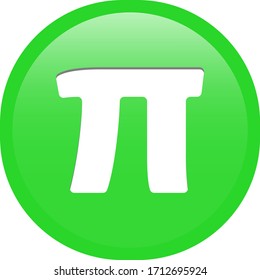 Simple soft Green Greek fraternity alphabet Symbols sign letter Π π Pi circle button with inner shadow illustration in vector
