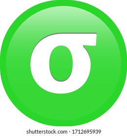 Simple soft Green Greek fraternity alphabet Symbols sign letter Σ σ ς Sigma circle button with inner shadow illustration in vector