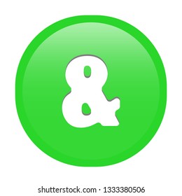 Simple soft Green Mathematical Symbols sign of & and (ampersand) signal circle button with inner shadow illustration in vector