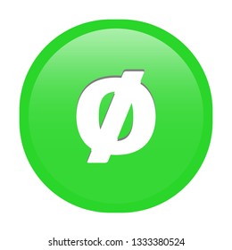 Simple soft Green Mathematical Symbols sign of ∅ null or empty signal circle button with inner shadow illustration in vector