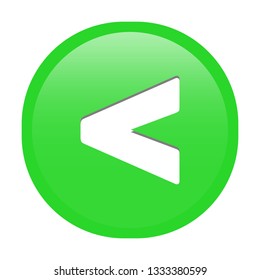 Simple soft Green Mathematical Symbols sign of < less than signal circle button with inner shadow illustration in vector