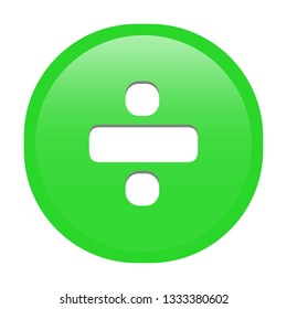Simple soft Green Mathematical Symbols sign of ÷ division signal circle button with inner shadow illustration in vector