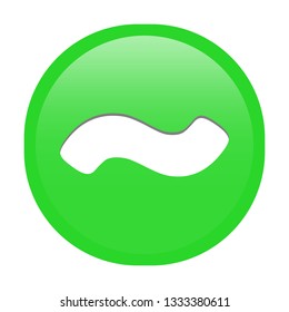 Simple soft Green Mathematical Symbols sign of ~ is similar to (tilde) signal circle button with inner shadow illustration in vector