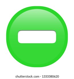 Simple soft Green Mathematical Symbols sign of - subtract or minus signal circle button with inner shadow illustration in vector
