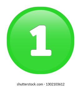 Simple soft Green number 1 one button with inner shadow illustration in vector