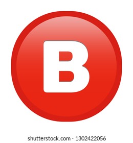 Simple soft Red English alphabet letter B circle button with inner shadow illustration in vector