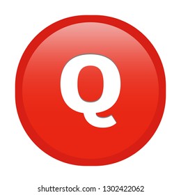 Simple soft Red English alphabet letter Q circle button with inner shadow illustration in vector