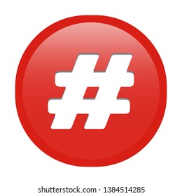 Simple soft red Mathematical Symbols sign of number signal circle button with inner shadow illustration in vector