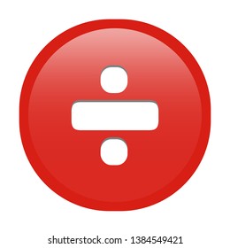 Simple soft red Mathematical Symbols sign of division signal circle button with inner shadow illustration in vector