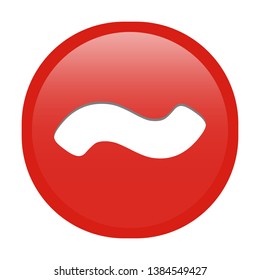 Simple soft red Mathematical Symbols sign of is similar to (tilde) signal circle button with inner shadow illustration in vector