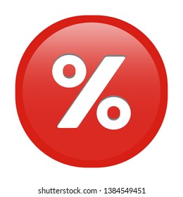 Simple soft red Mathematical Symbols sign of percent signal circle button with inner shadow illustration in vector