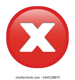 Simple soft red Mathematical Symbols sign of x multiplication signal circle button with inner shadow illustration in vector