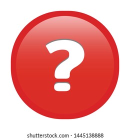 Simple soft red Mathematical Symbols sign of Question mark signal circle button with inner shadow illustration in vector
