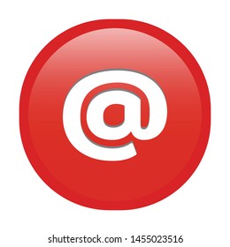 Simple soft red Mathematical Symbols sign of AT or email signal circle button with inner shadow illustration in vector