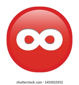 Simple soft red Mathematical Symbols sign of infinity signal circle button with inner shadow illustration in vector