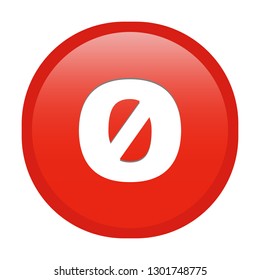 Simple soft Red number 0 zero button with inner shadow illustration in vector