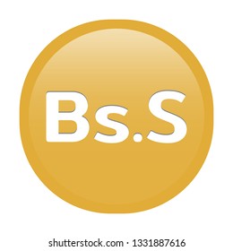 Simple soft Yellow GOLD Currency symbols icon : Venezuela’s Venezuelan bolívar VES circle money coin button with inner shadow illustration in vector