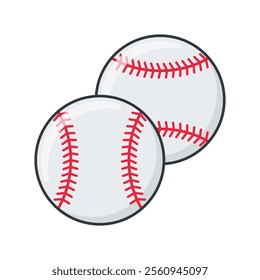 Simple softball ball vector illustration, softball balll vector in flat-line art style perfect for sport project needed isolated on a white background