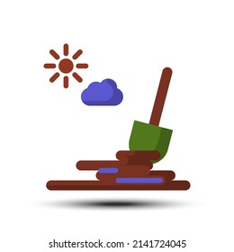 Simple soil flat icon, soid and dig related concept on the white background